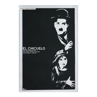 1980s Original Cuban Silkscreen Charlie Chaplin Poster, El Chicuelo (1921) For Sale