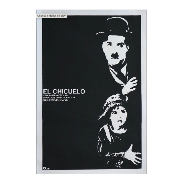 1980s Original Cuban Silkscreen Charlie Chaplin Poster, El Chicuelo (1921) For Sale