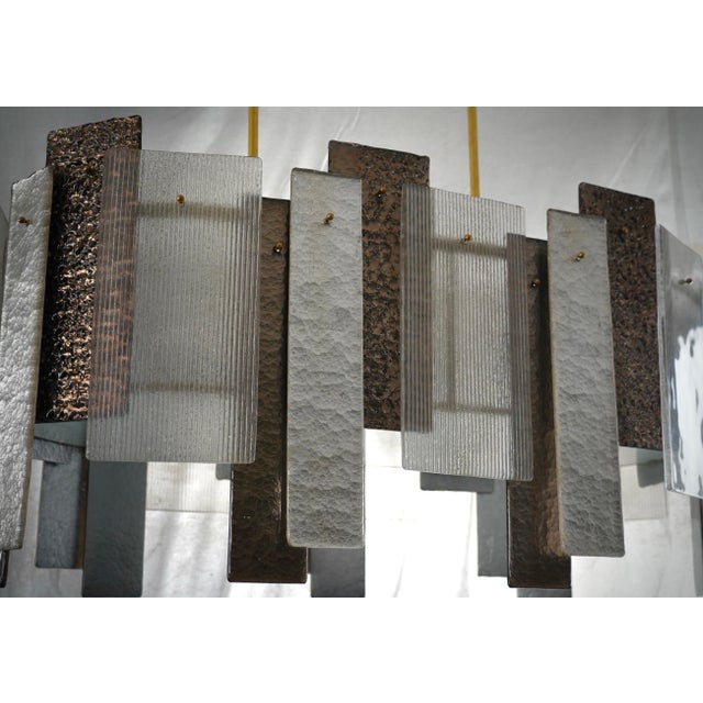 Silver Art Glass and Brass Chandelier, 2000 For Sale - Image 9 of 11