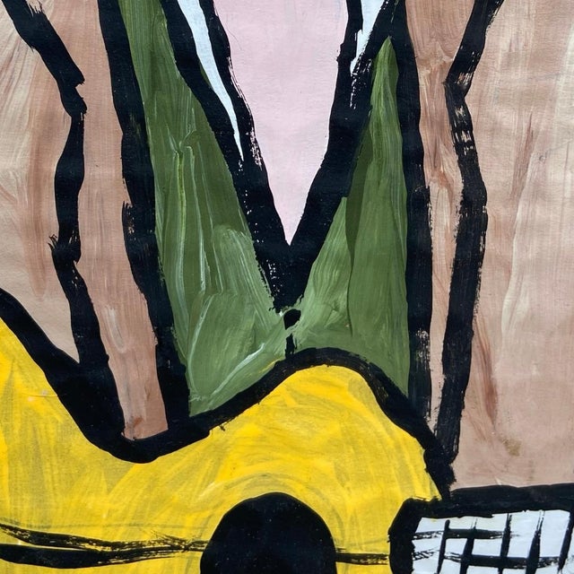 Folk Art Dog Original Painting Wearing a Suit, Playing Guitar, Smoking For Sale - Image 4 of 6