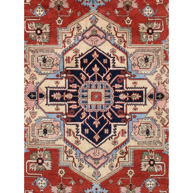 Rustic Pasargad Home Serapi Rust/Navy Area Rug -12′1″ × 17′11″ For Sale - Image 3 of 3