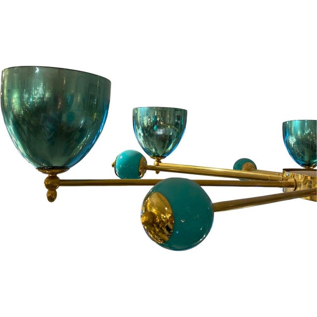Turquoise Globes Chandelier, 1980s For Sale - Image 4 of 6