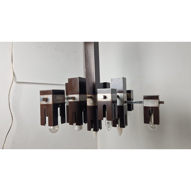 Cubick Chandelier in Chrome Iron and Glass by Gaetano Sciolari for Sciolari, 1960s For Sale - Image 18 of 18