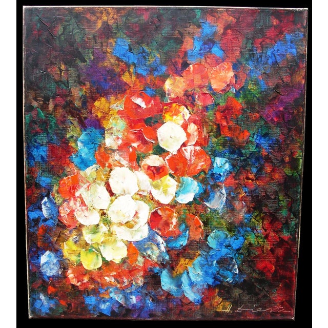 Modern Hermann Dieste, Flowers, 1960s, Oil Painting on Canvas For Sale - Image 3 of 10