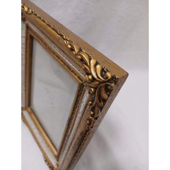 1960s Ornate Mediterranean Wood Glass 9.5x7.5 Picture Frame Carved Gold Beige Italian For Sale In San Diego - Image 6 of 15