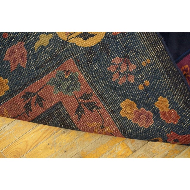 1920s Classic Antique Chinese Peking Indigo Blue Medallion Rug (8'9" X 11'1") For Sale - Image 11 of 11