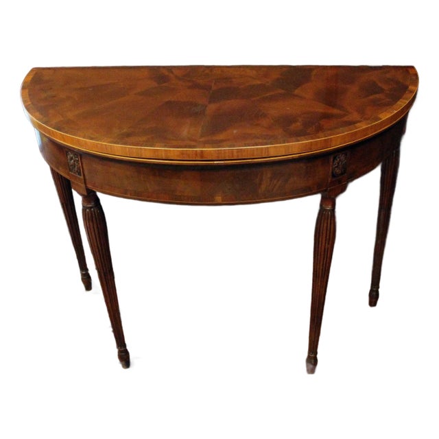 Circa 1790 George III Demilune Fold-Over Games Table For Sale