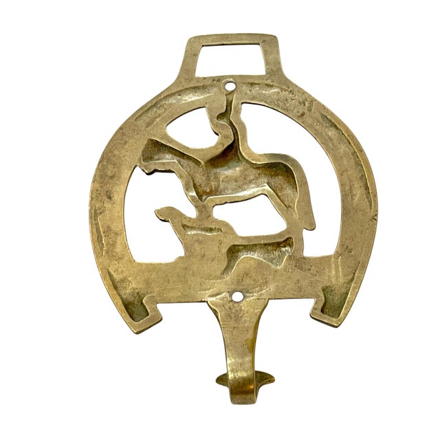 Mid 20th Century Vintage English Equestrian Horse and Hound Wall Hat Hook in Horseshoe Form For Sale - Image 6 of 7