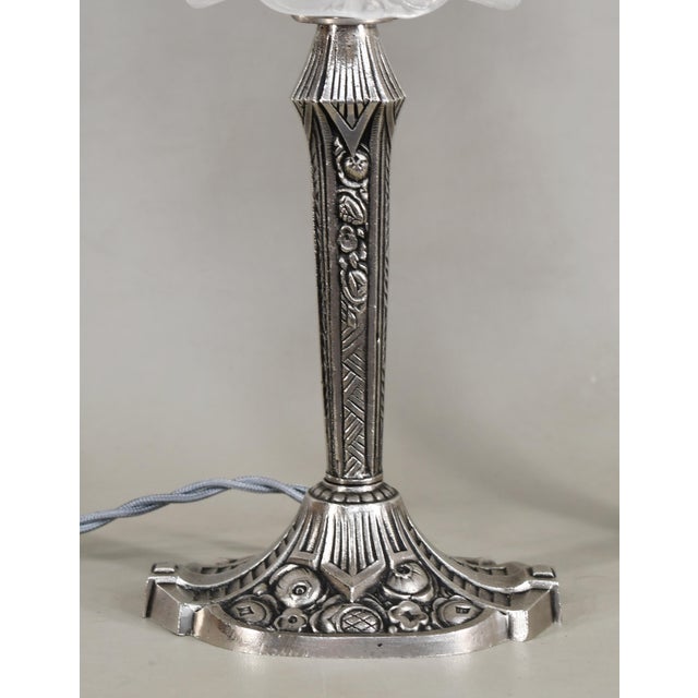 Metal French Art Deco Lamp by Ejg Jean Gauthier 1930s France - A Pair For Sale - Image 7 of 14