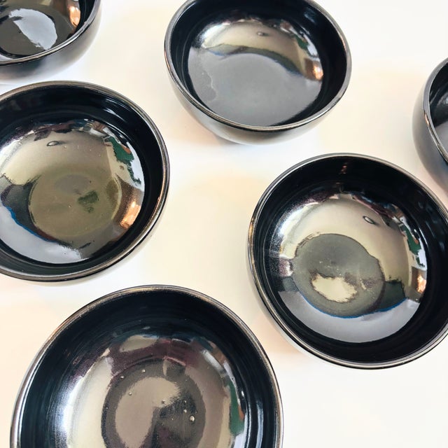 Ceramic Mid 20th Century McCoy Black Pottery Soup or Cereal Bowls - Set of 6 For Sale - Image 7 of 9