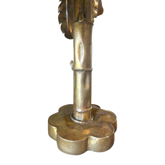 Mid-Century Modern Vintage Niermann Weeks Gilt Bronze Tole / Toleware Metal Palm Tree Table Lamp For Sale - Image 3 of 10