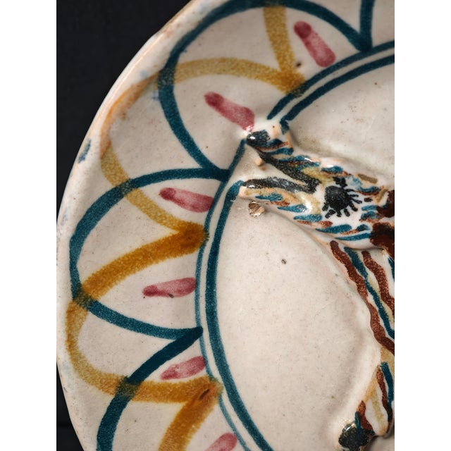 Brown Antique Vietri Maiolica Decorative Plate from Avallone Ceramica Vietri, Italy, 1930s For Sale - Image 8 of 13
