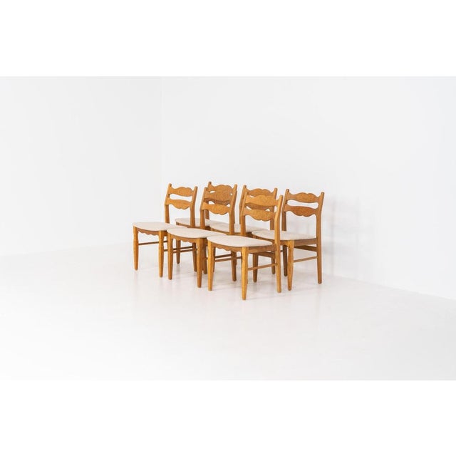 Brutalist Brutalist Chairs in Oak by Henning Kjaernulf, Set of 6 For Sale - Image 3 of 15