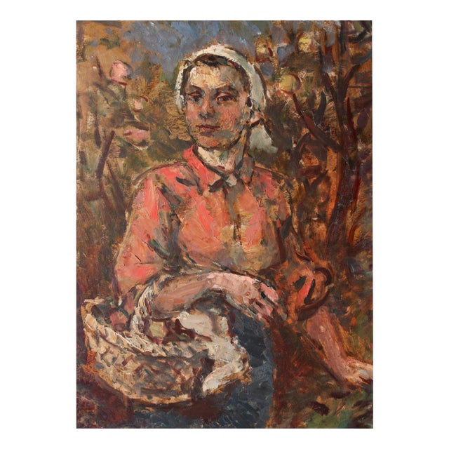 Janis Rikmanis, At the Autumn Garden, Oil on Cardboard For Sale