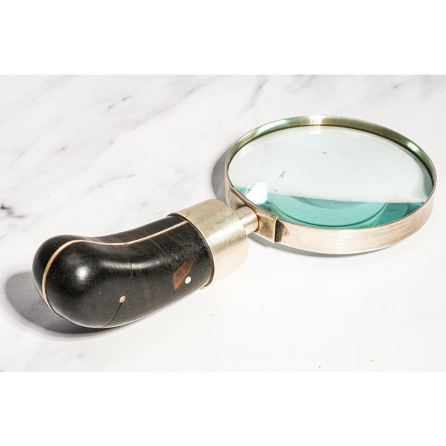 Rare Vintage Ralph Lauren Home Sterling Silver Wood Magnifying Glass Luxury Desk Accessory Home Office Decor For Sale - Image 9 of 13