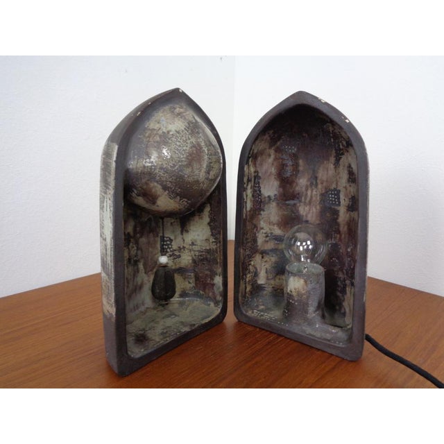 Two-part, signed, Danish Studio ceramic table lamp from the 1960s. European Plug (up to 250V).The wiring of this item may...