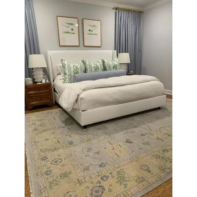 Blue Modern Handknotted Oushak Rug in Blue & Sage with Pops of Lavender, 10' x 14' For Sale - Image 8 of 9