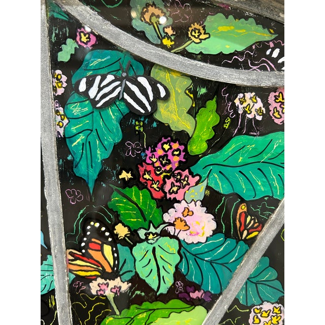 Butterfly Atrium Reverse Painting on Glass Vintage Window For Sale In Philadelphia - Image 6 of 6