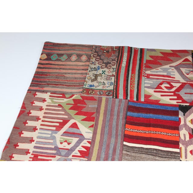 Yellow Authentic Patchwork From Antique Tribal Kilims – Anatolian Craftsmanship -5' 10'' X 8' For Sale - Image 8 of 11