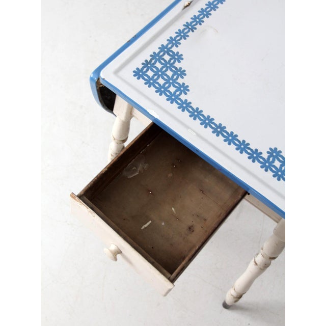 Vintage 1930s Drop Leaf Enamel Top Kitchen Table For Sale - Image 9 of 18