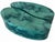 Striking pair of Julian Chichester high gloss teal vellum Bali coffee tables featuring sculptural, organic forms designed...