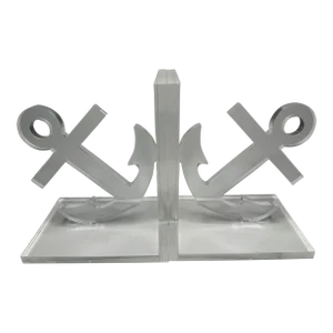 Vintage Nautical Acrylic Anchor Book Ends, a Pair