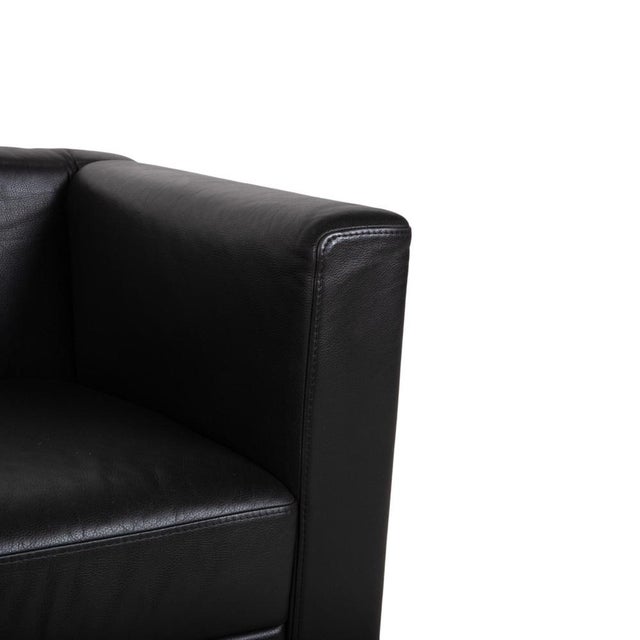 Animal Skin Visavis Leather Set Three-Seater Sofa Couch Chaise Lounge in Black by Brühl, Set of 2 For Sale - Image 7 of 18