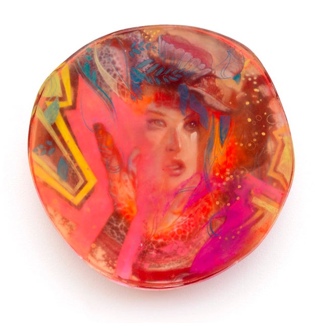 Alexandra by Marc Scheff | Pencil and Acrylic Artwork of a Woman's Portrait in Resin For Sale
