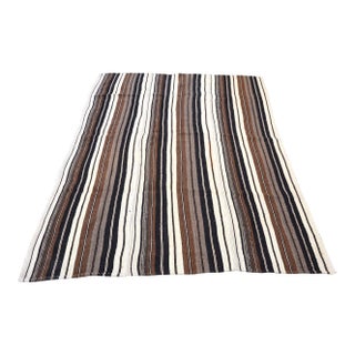 1960s Handmade Stripe Kilim Rug For Sale