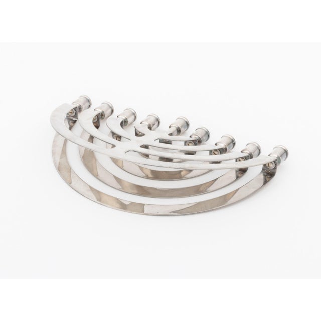 Silver Postmodern Silver Plate Balancing Menorah For Sale - Image 8 of 8