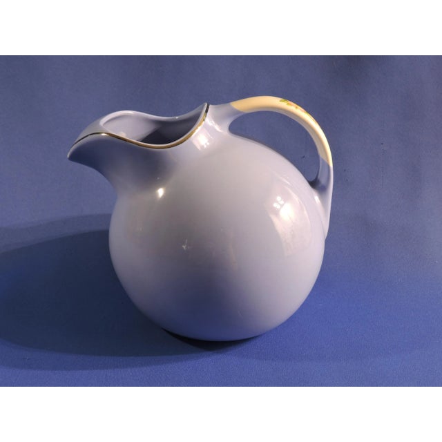 Early MCM Halls Craft Pottery Lemonade Pitcher in Rose Parade For Sale - Image 4 of 7