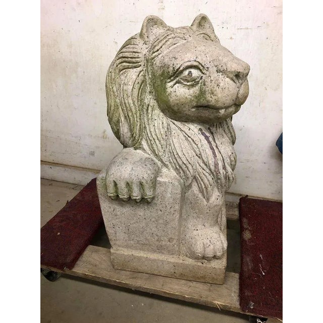 Vintage Cast Stone Figural Lion Statue For Sale - Image 4 of 10