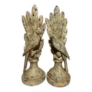 20th Century Parrot Bird Cockatoo Macaw Figurines- a Pair