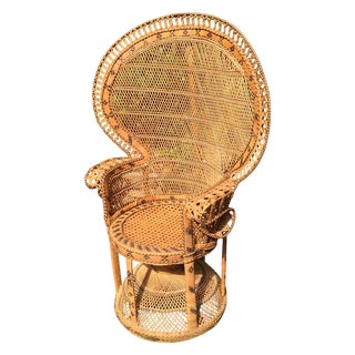 Vintage Wicker Bohemian Fan Chair For Sale