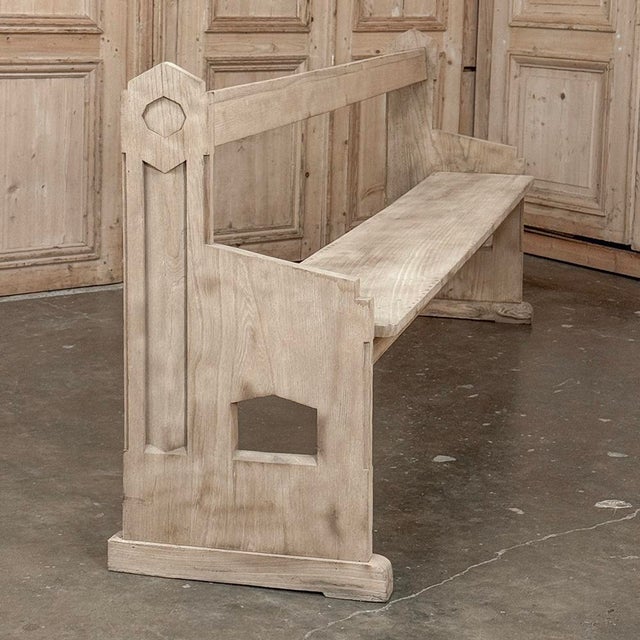 19th Century Gothic Revival Stripped Oak Church Bench For Sale - Image 17 of 18