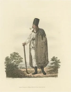 W. Ellis, Costume Illustration of a Peasant from Hungary, 1804, Hand-Colored Print