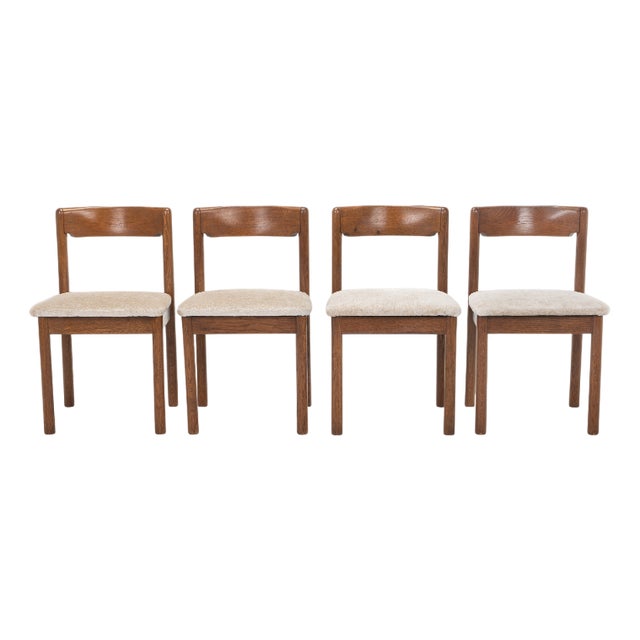 Vintage Dining Chairs in Dark Oak, 1960s, Set of 4 For Sale