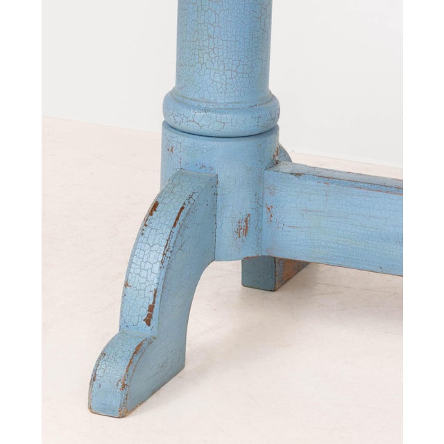 Late 20th Century Tiger Maple Top Blue Painted Dining Table For Sale - Image 5 of 8