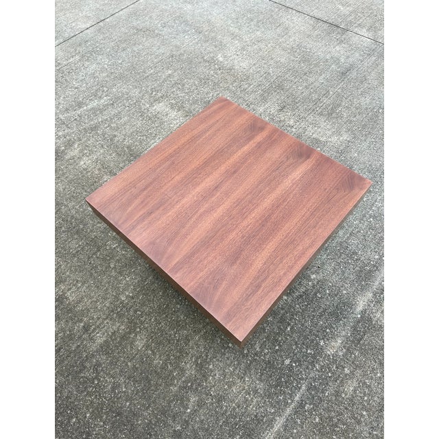 1990s Floating Walnut and Glass Coffee/Cocktail Table Mannered After Milo Baughman For Sale In Cleveland - Image 6 of 12