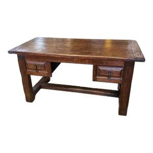 1800 French Walnut Desk With Two Drawers
