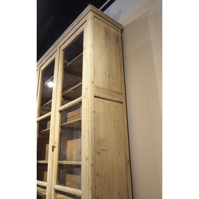 Beige A Grand French Antique Scaped Pine Bibliotheque Vitrine Deux Corps, Circa 1900 For Sale - Image 8 of 18