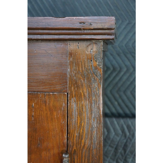 Antique Mission Oak Arts & Crafts Triple Bookcase Curio Display Cabinet 61" For Sale - Image 9 of 15