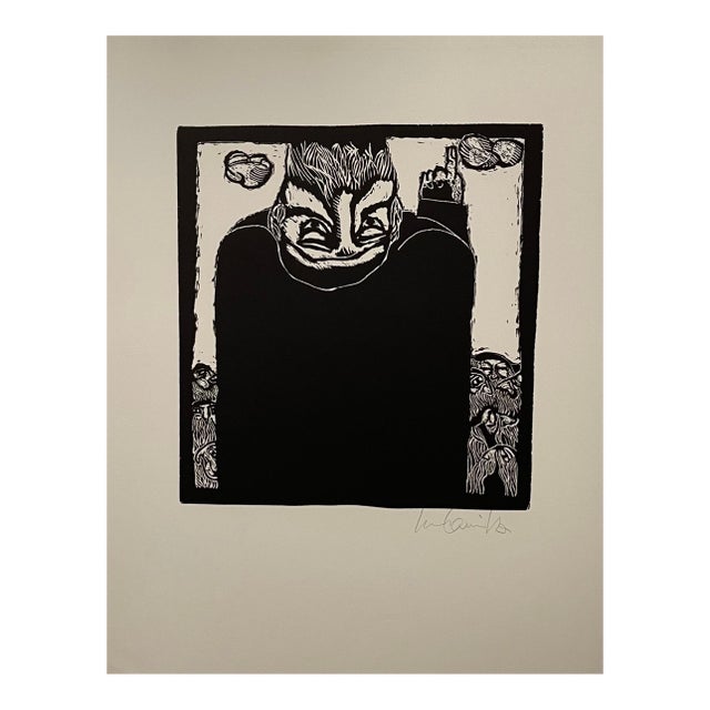 Luis Camnitzer, Latin American Judaica Conceptual Chassidic Art Modern Woodcut Luis Camnitzer For Sale