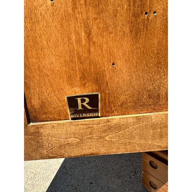 Mid-Century Modern 1970s Riverside Furniture 5128-B Solid Wood Pecan Cabinet / End Table – Original Finish, Made in Usa, Can Be Sold Alone or as a Set. For Sale - Image 3 of 11