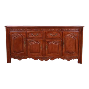 Thomasville French Provincial Louis XV Carved Walnut Sideboard Credenza