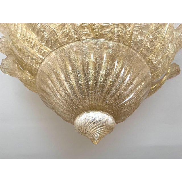 Beige Golden Murano Glass Flush Mount from Barovier & Toso, Italy For Sale - Image 8 of 16