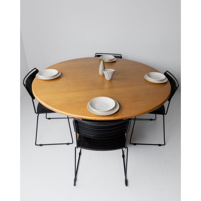 Large Vintage Italian Round Wooden Table, 1980s For Sale - Image 9 of 18