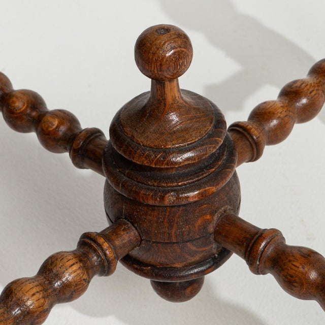20th Century Oak Bobbin Stool with Turned Wood Legs For Sale - Image 12 of 12