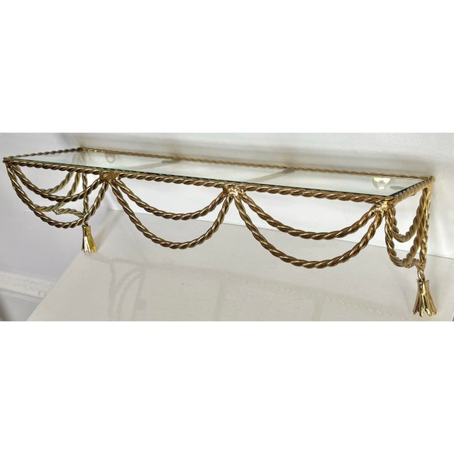 1980s Gilded Tassel and Swagged Rope Wall Shelf For Sale - Image 6 of 6