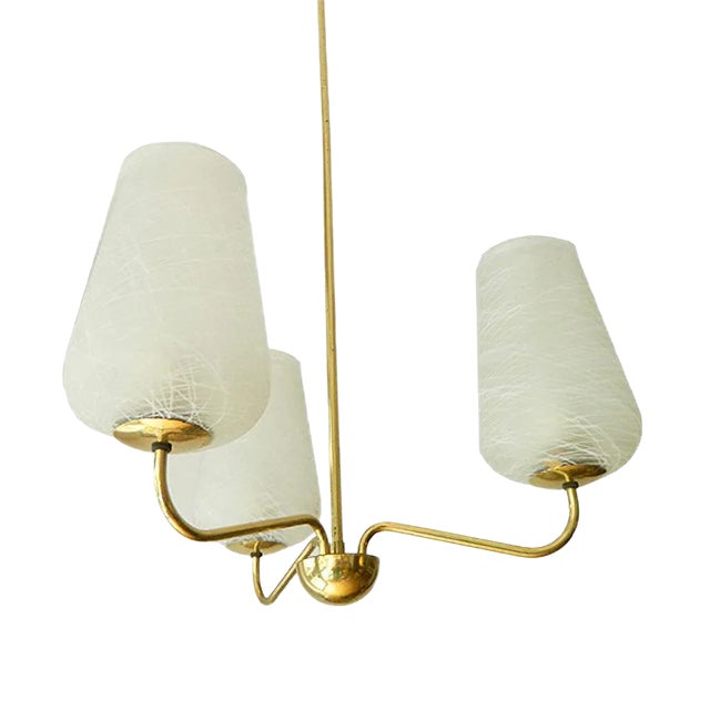 Ceiling Lamp with Three Glass Shades, 1950s For Sale